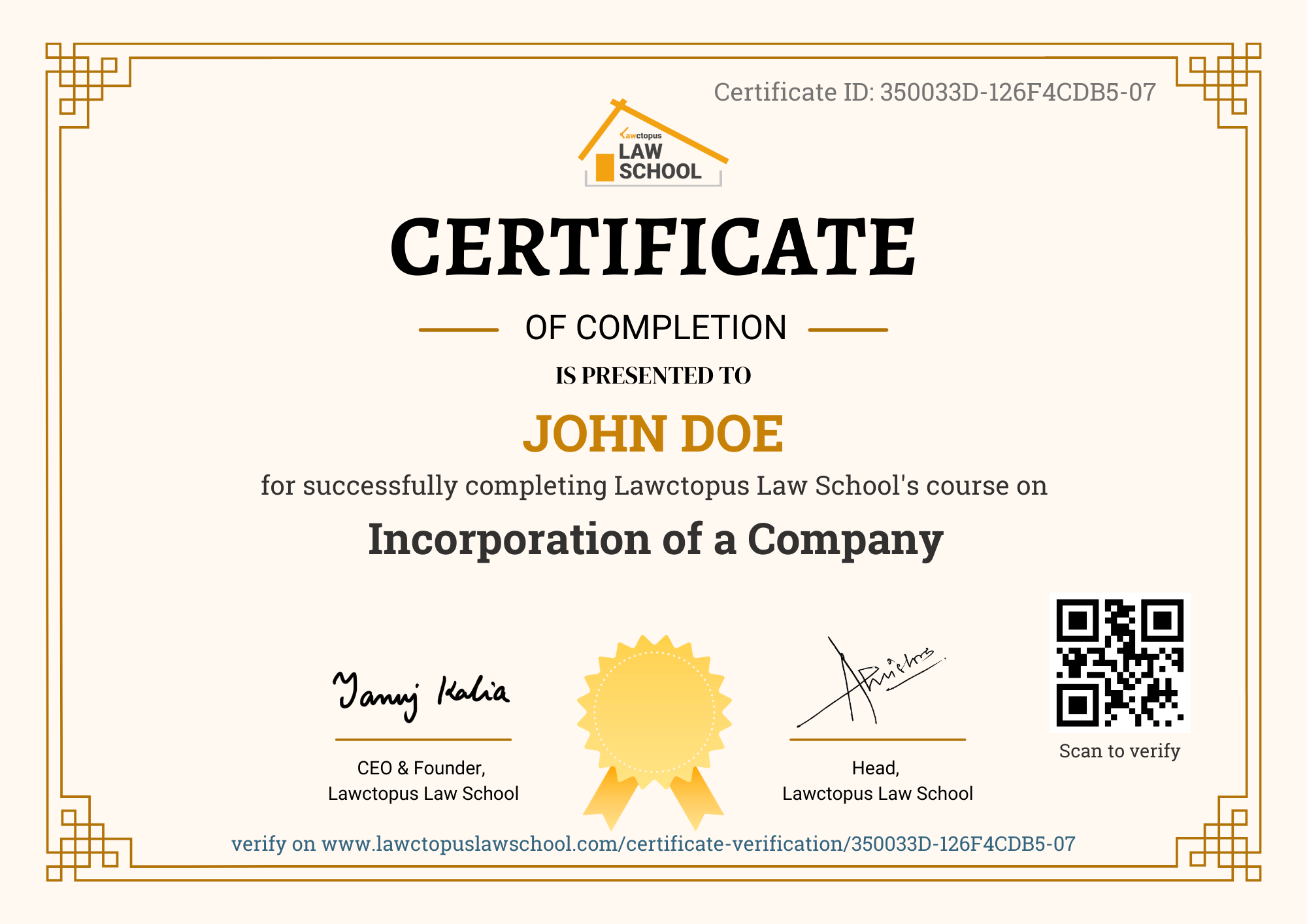Incorporation of a Company