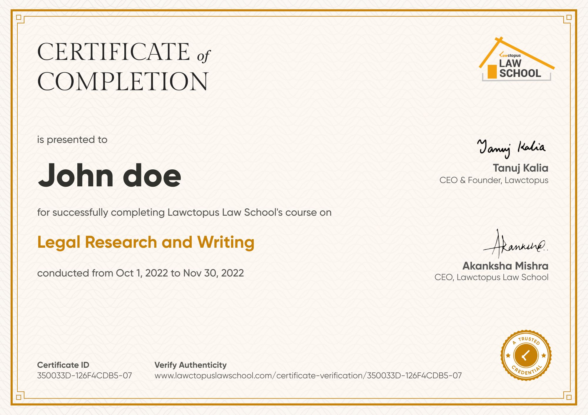 Certificate of completion and merit preview