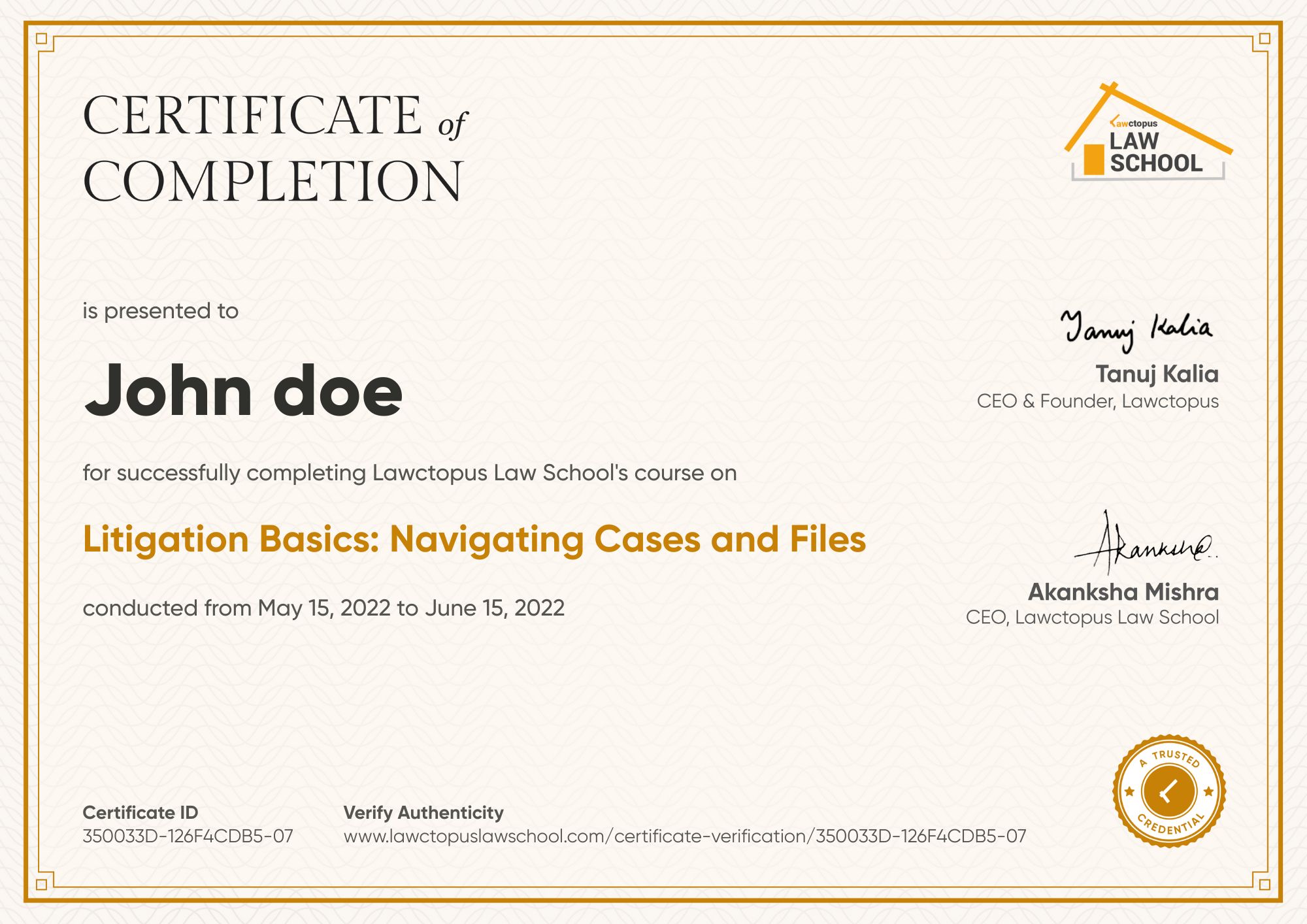 Certificate of completion and merit preview