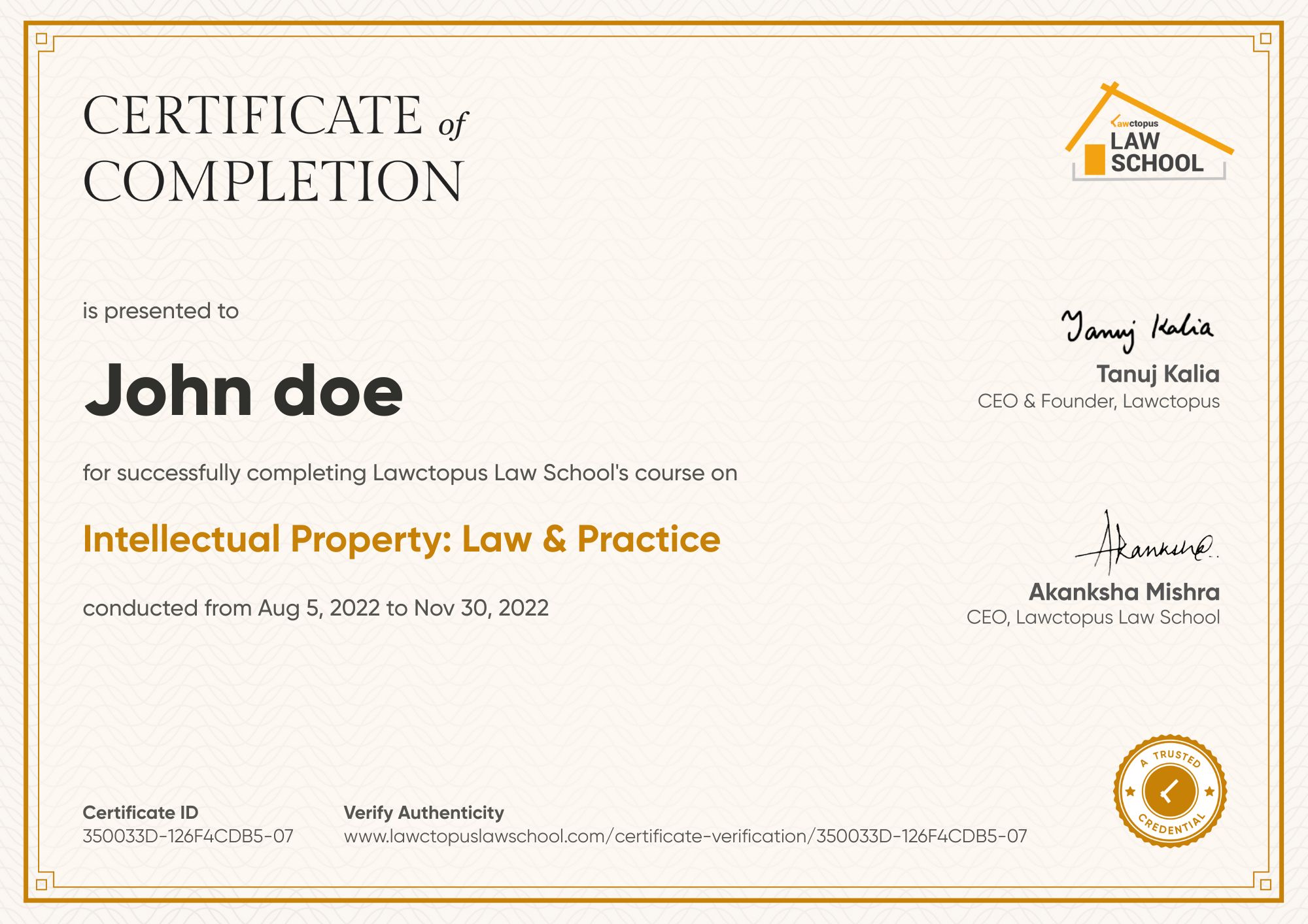 Certificate of completion and merit preview