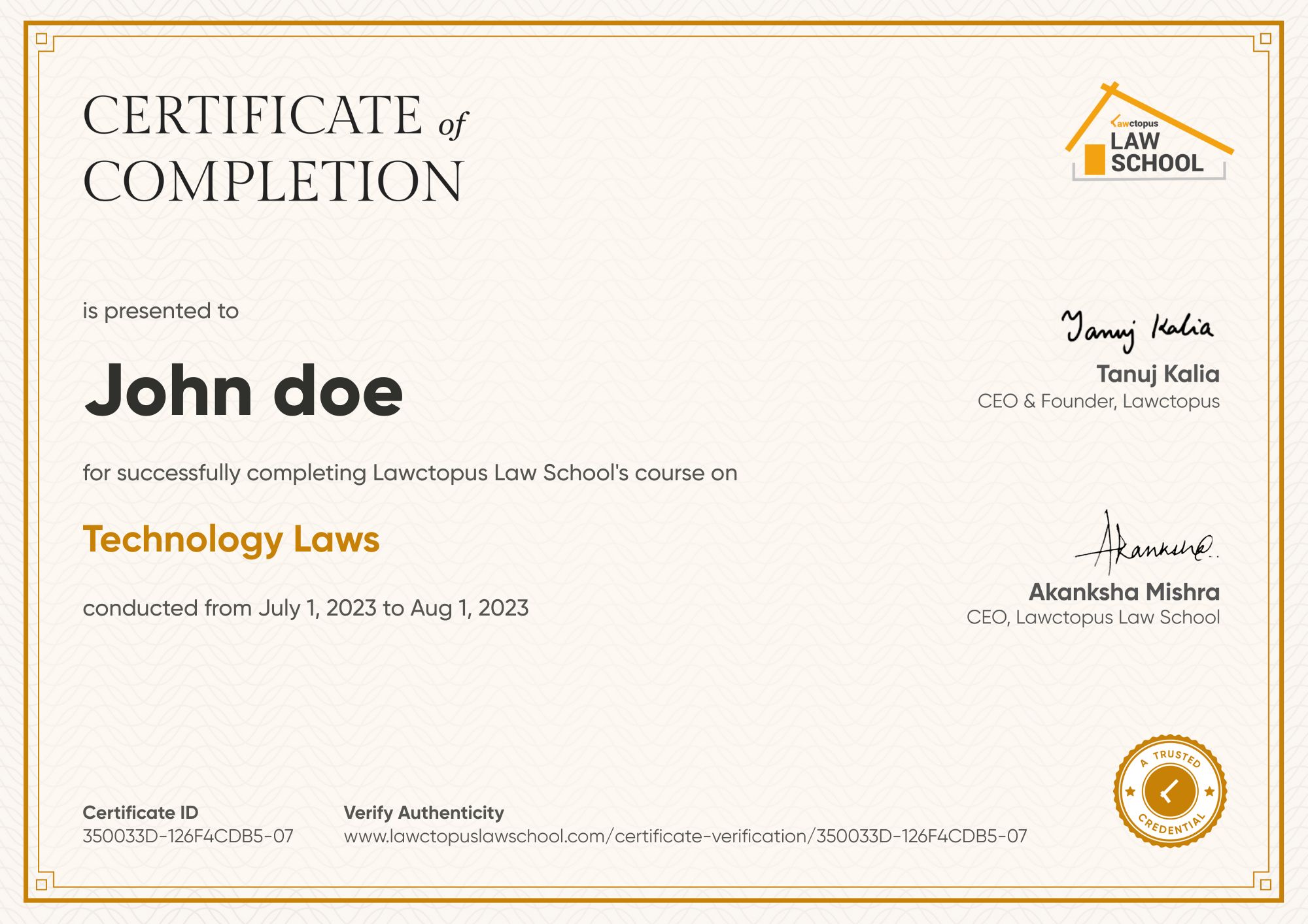 Certificate of completion and merit preview